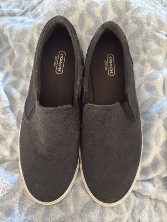 Coach Shoes - Coach Alegra Black Signature Jacquard Slip On Sneakers Womens 8.5 A1688